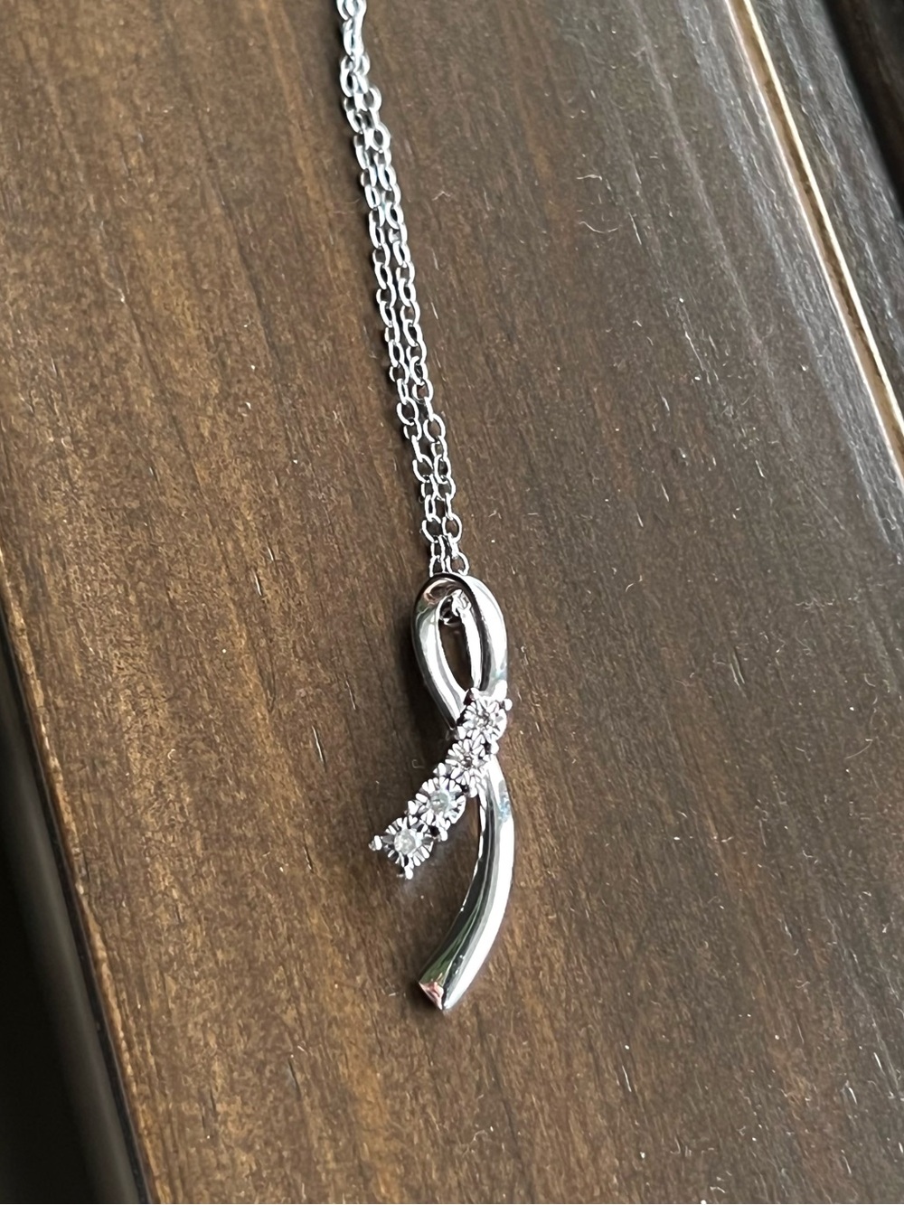 Sterling Silver 925 Cancer
Awareness Ribbon Diamond Pendant
Necklace 18"